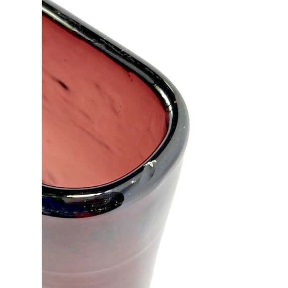 Vintage Amethyst to Clear 11" Fan Vase Hand Blown Glass - Picture 7 of 15